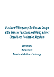 Frequency Synthesizer Design at the Transfer Funct