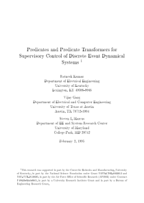 Predicates and predicate transformers for supervis