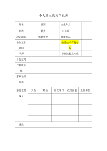 个人基本情况信息表