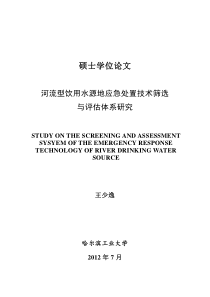 河流型饮用水源地应急处置技术筛选与评估体系研究