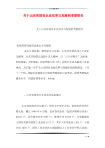 关于山东省国有企业改革与发展的考察报告