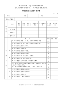 XX宾馆部门经理月考评表