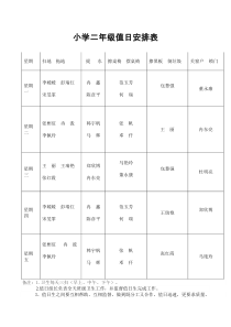 正式二年级值日表