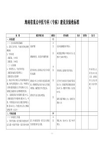 海南省重点中医专科（专病）建设及验收标准