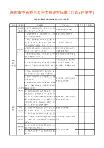 深圳市中医特色专科专病评审标准(门诊+住院类)