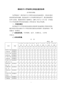 湖南省中小学标准化实验室建设标准