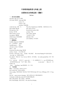 牛津译林版英语七年级上册分单元知识点归纳总结(Unit1-8))