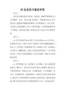 XX企业实习鉴定评语