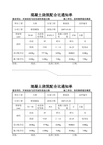 混凝土配合比通知单