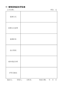 11营销促销成本评估表