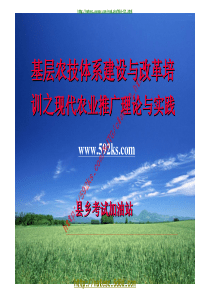 农技推广体系改革与建设示范县农技人员培训之现代农业推广理论与实践