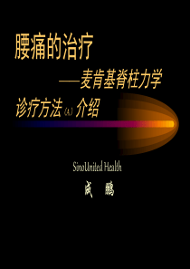 下腰痛的治疗 ――麦肯基 脊柱力学诊疗方法