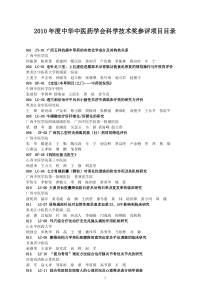 XXXX年度中华中医药学会科学技术奖参评项目目录001Z