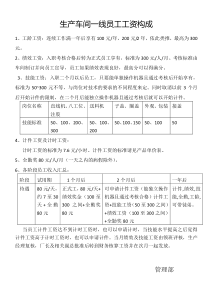 生产部一线员工工资构成方案