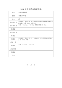 《中国药典》XXXX年版（一部）成方制剂拟新增品种中医标准修