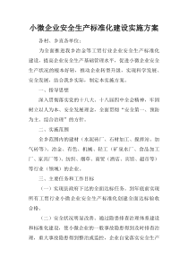 小微企业安全生产标准化建设实施方案