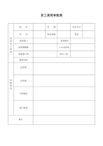 员工录用审批表