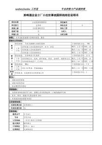 某啤酒企业分厂小灶炊事班厨师岗岗位说明书