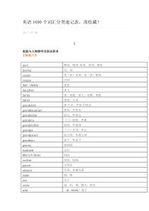 英语1600个词汇分类速记表