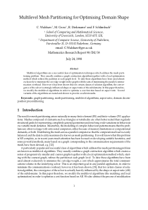 Multilevel Mesh Partitioning for Optimising Domain