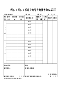 浴间、卫生间、厨房等有防水要求的地面蓄水试验记录