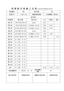 抗滑桩开挖施工记录(实)