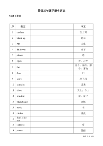 苏教版三年级下册英语单词表