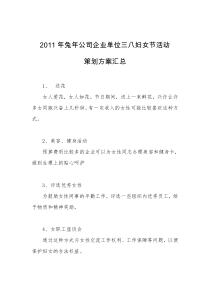 XXXX年兔年公司企业单位三八妇女节活动策划方案汇总