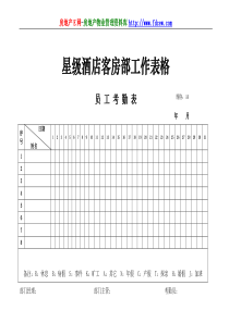 星级酒店客房部工作表格