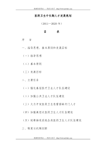 中国未来10年医药卫生中长期人才发展规划