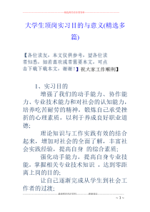 大学生顶岗实习目的与意义(精选多篇)