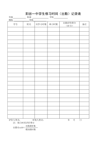 阳谷一中学生学分认定表格(九表)