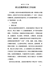 班主任教师培训工作总结