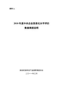 XXXX年度中央企业信息化水平评价数据填报说明