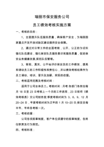 保安公司员工绩效考核实施方案