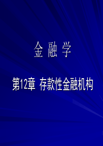 中央财经大学金融学(孙建华)12章 存款类金融机构