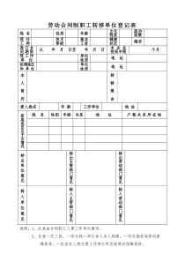 劳动合同制工人转移单位审批表