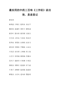 最实用的中药三百味《三字经》说功效,易读易记