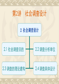 社会调查研究方法第2讲  社会调查设计