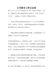 公司新员工转正总结