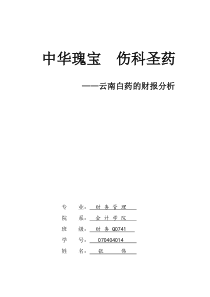 云南白药的财报分析