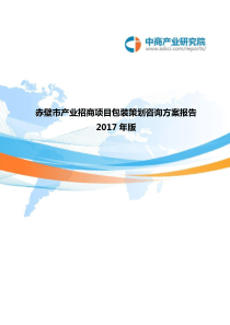 2017年版赤壁市产业招商项目包装策划咨询方案报告(目录)