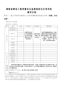 湖南省建设工程质量安全监督规范化记录用表填写示例88480