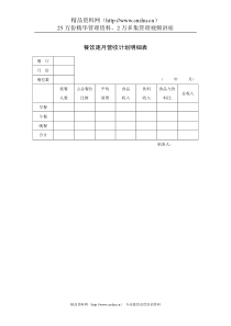 餐饮逐月营收计划明细表