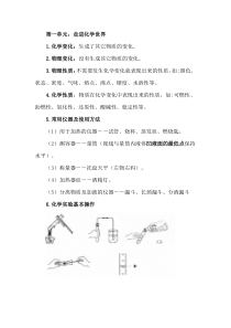 初三化学上学期期末知识点总结