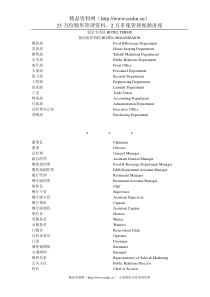 饭店专用语HOTEL TERMS