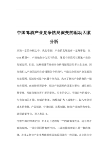 中国啤酒产业竞争格局演变的驱动因素分析(1)