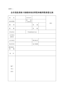 师资库推荐表