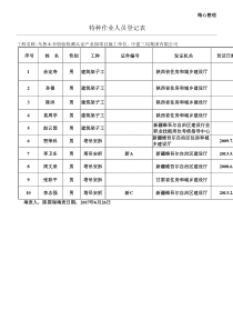 特种作业人员登记表