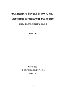 世界金融危机中的信息化放大作用与金融风险监管的真实性缺失与虚